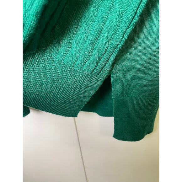 New Cashfeel Merino Wool Sweater Elbow Patch Emerald Green Pullover Plus Sz 2X - Picture 3 of 11